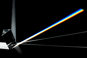 A prism displays the color spectrum