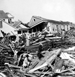 Figure 3: Galveston residents sifting through the wreckage of the 1900 hurricane.