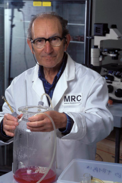 Figure 1: César Milstein in the Medical Research Council laboratory.