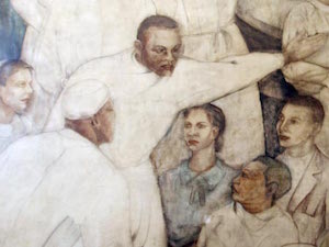 Figure 7: Detail of Charles Alston's WPA mural at Harlem Hospital, Modern Medicine. The surgeon is modeled after Dr. Louis T. Wright.
