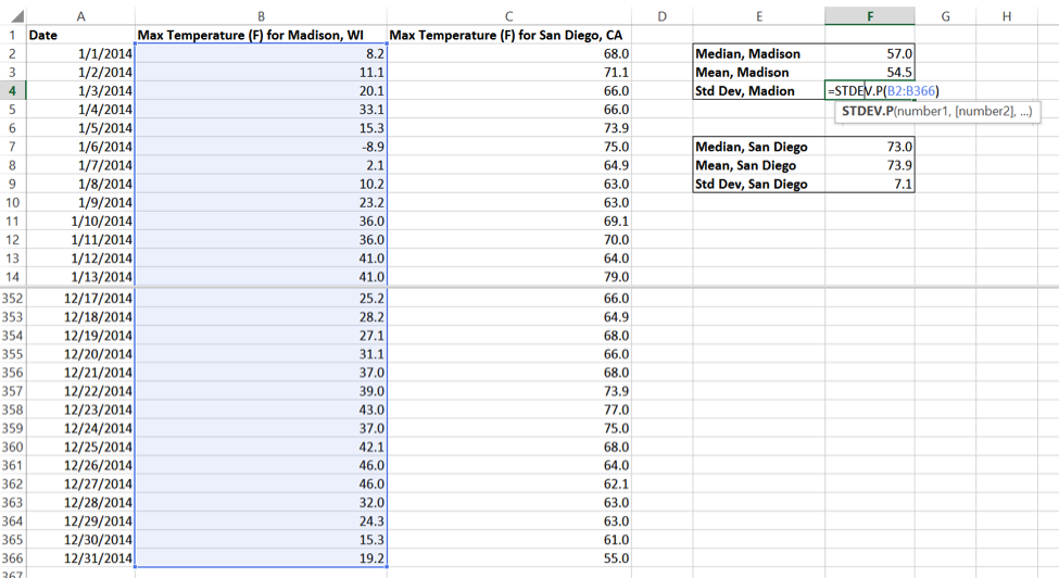 Statistics excel 4