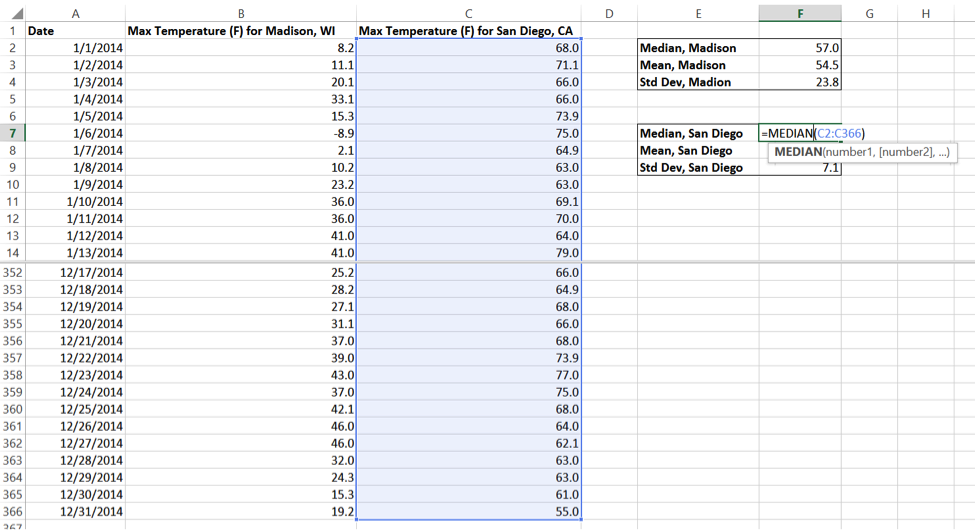 Statistics excel 5