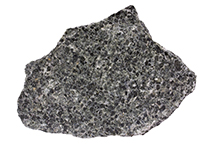 Pyroxene is one of the dominant minerals in this sample of gabbro