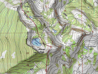 topographic map - Warren Peak USGS 7.5