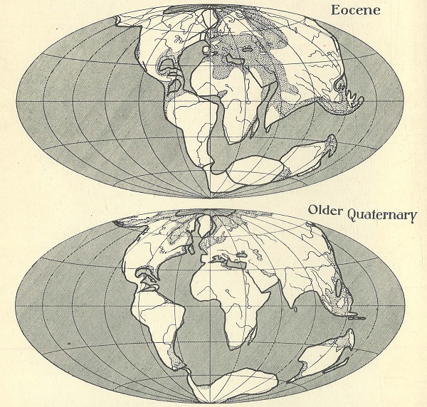 Wegener's map eocene to present